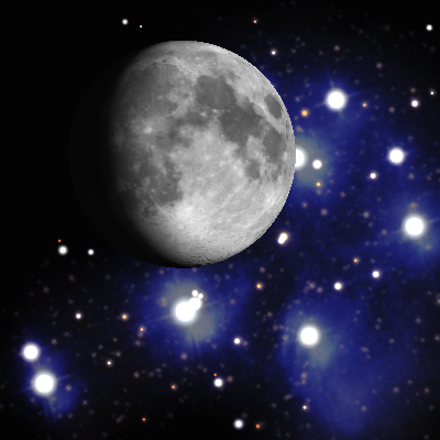 Księżyc i Plejady o 19:15